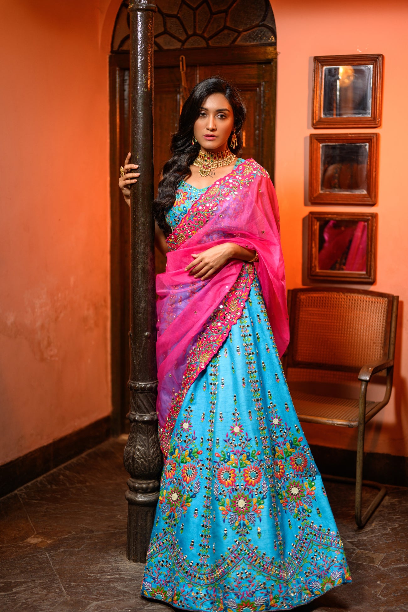 pink dupatta for lehenga